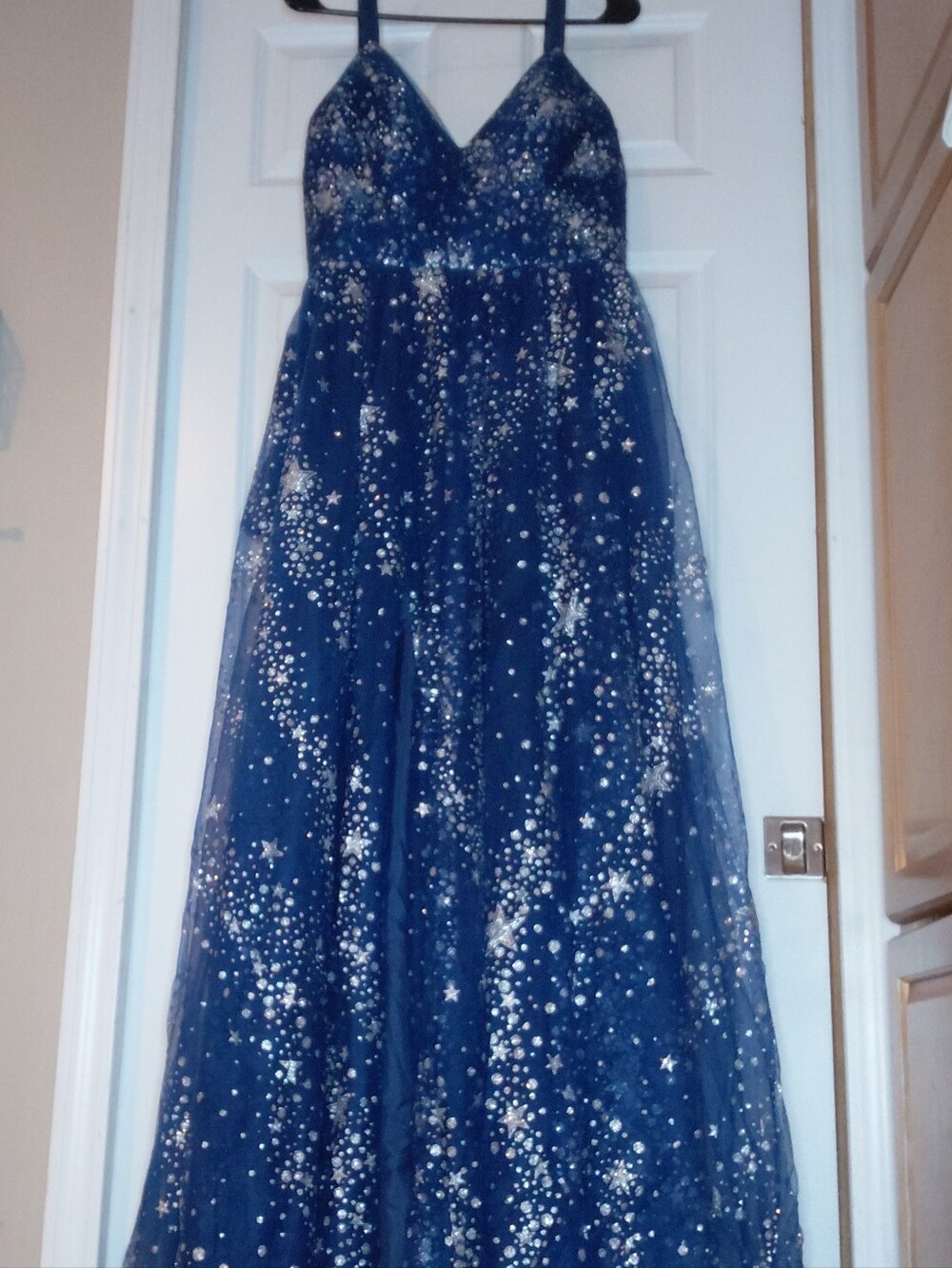 Amazon Navy Tulle Maxi Skirt with Silver Star and Sequin Detail